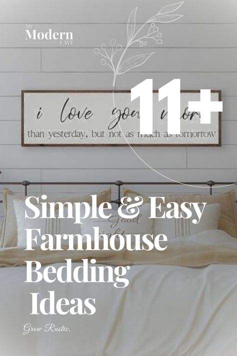 Create a warm and inviting bedroom retreat with these charming farmhouse bedding ideas. From rustic quilts to plaid throws, these cozy options will instantly add comfort and style to your space. Embrace the simplicity and timeless beauty of farmhouse decor while enjoying the ultimate relaxation in your own home. Discover your favorite farmhouse-inspired bedding today!

Ready to take your bedroom to the next level? Modern Country Bedroom Ideas, Modern Farmhouse Bedding Ideas, Cottage Core Color Palette, Farmhouse Bedding Ideas, Modern Farmhouse Guest Bedroom, Modern Country Bedrooms, Neutral Color Bedroom, Sage Bedding, Farmhouse Chic Bedroom