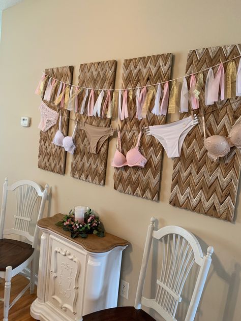 Lingerie Shower banner idea Lingerie Shower Decor, Lingerie Shower Ideas, Lingerie Party Ideas, Lingerie Shower Decorations, Lingerie Bachelorette, Lingerie Shower, Lingerie Party, Bridal Shower Decorations, Backdrops For Parties