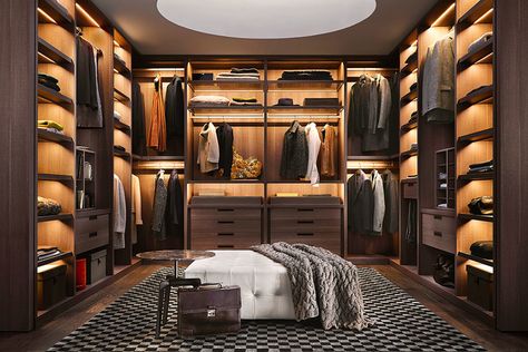 17 Must-Have Products For Your Next Home Renovation Photos | Architectural Digest  The Poliform Senzafine walk-in closet by Rodolfo Dordoni brings the sophisticated feel of a couture fitting room to your own home. Walking Closet, Walk In Closet Design, Luxury Closets Design, Wardrobe Room, Closet Room, Bedroom Closet Design, Wooden Wardrobe, Closet Lighting, Dream Closets