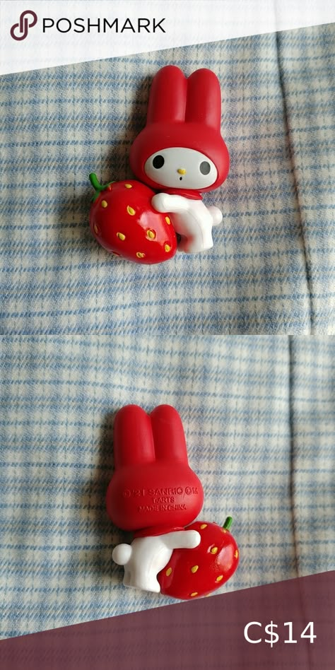 Sanrio My Melody mini vinyl figure - Strawberry Sanrio Mini Figures, My Melody Clay Art, Clay Sanrio Characters, Hello Kitty Clay Art, Sanrio Clay Art, Sanrio Clay Ideas, My Melody Clay, Mini Clay Figures, Red My Melody