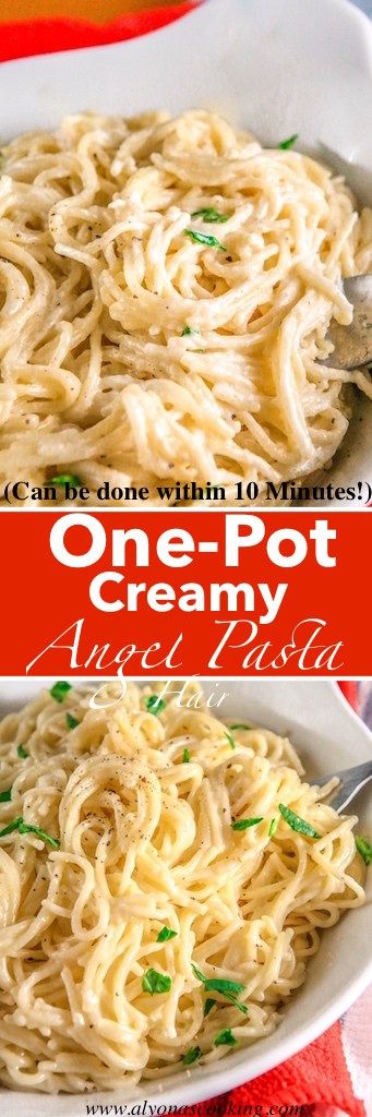 One Pot Creamy Angel Hair Pasta Recipe | Alyona's Cooking Angle Hair Noodle Recipes, Angle Hair Pasta Recipes, Pasta Recipes Angel Hair, Creamy Angel Hair Pasta, Angel Chicken Pasta, Angel Hair Pasta Recipe, Angel Hair Pasta Recipes, Summer Pasta Dishes, Pasta With Alfredo Sauce