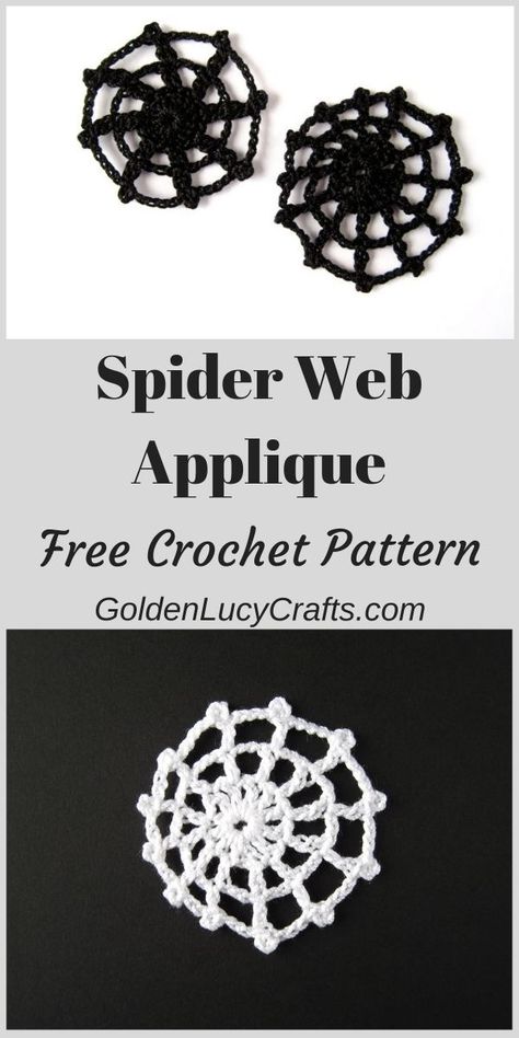 Learn how to make this crochet spider web applique, Halloween decor! Crochet Halloween decorations idea, free crochet pattern, garland, DIY, #halloween, #falldecor #halloweendecrations #crochetpattern Crochet Halloween Earrings Free Pattern, Web Crochet, Crochet Spider Web, Crocheted Halloween, Crochet Halloween Decorations, Spider Web Halloween Decorations, Crochet Spider, Thanksgiving Crochet, Halloween Applique