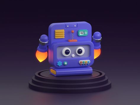 Toy Robot by Hesam Sanei for Acedesign on Dribbble Robot Project, 3d Ui, Toy Robot, 3d Toys, Simple Character, Silhouette People, Isometric Design, Robot Toy, Robot Design