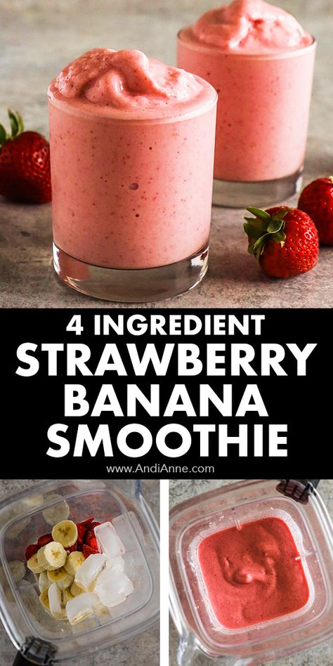 Protein Smoothie Strawberry, Smoothie Recipes Healthy Strawberry Banana, Easy Strawberry Smoothies, Strawberry Smoothie Recipe With Yogurt, Simple Strawberry Banana Smoothie, Homemade Strawberry Smoothie, Pineapple Strawberry Smoothie Recipes, Fresh Strawberry Banana Smoothie, Recipes For Smoothies Fruit