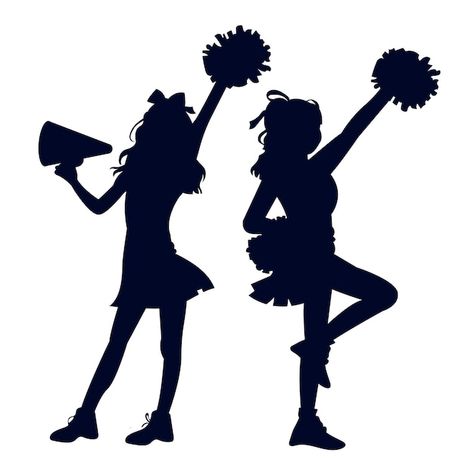 Cheerleading Tattoos, Cheerleading Silhouette, Cheer Silhouette, Cheerleader Poses, Cheerleader Silhouette, Cheerleading Outfits, Collection Design, Psd Icon, Vector Photo