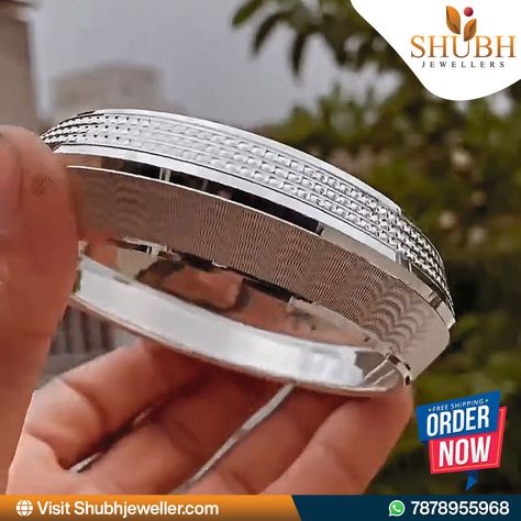 Introducing our exquisite 200 gm Heavy V-Shape Round and Dotted Pattern Silver Kada for men, exclusively at Shubh Jewellers. Elevate your style with this meticulously crafted piece, designed to make a bold and sophisticated statement. Shop now with Shubh Jewellers and adorn yourself with timeless elegance! Order via WhatsApp at 7878955968 or visit our website www.shubhjeweller.com #ShubhJewellers #SilverKada #HeavyKada #VShape #RoundPattern #DottedPattern #Fashion #shopnow Silver Kada Design, Kada Designs Silver For Men, Silver Kada For Men, Kada Design, Silver Kada, Silver For Men, Design Silver, V Shape, Timeless Elegance