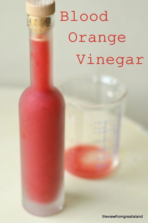 This vinegar has a brilliant burst of blood orange flavor and is so good you'll want to eat it all by itself! Orange Vinegar, Blood Orange Recipes, Diy Vinegar, Infused Vinegars, Island Recipes, The View From Great Island, Blood Orange Juice, Fun Kitchen, Food Swap