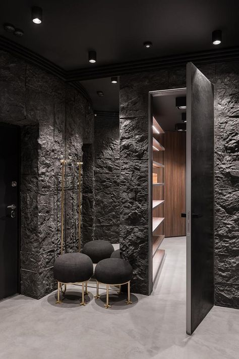 Sergey Makhno, Apartment Projects, Dark Interiors, House Architecture Design, Home Room Design, Stone Wall, Dream Home Design, Modern Interior Design, Home Decor Bedroom