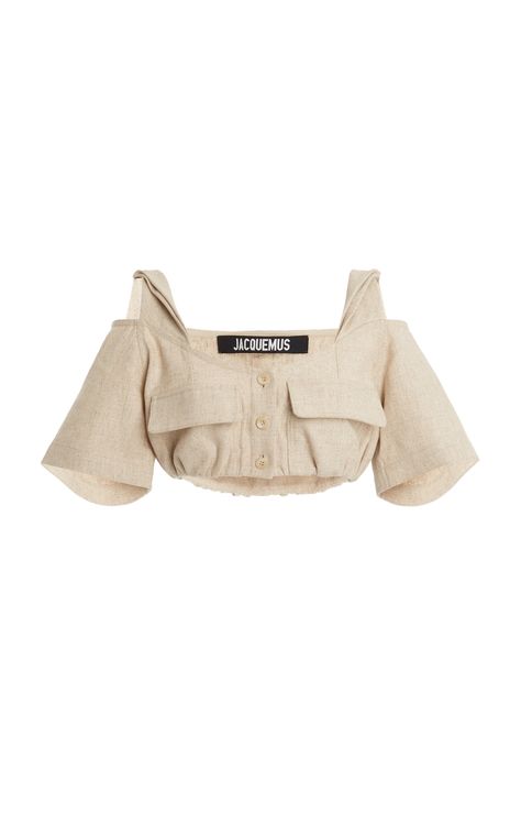 Como Fazer Short, Linen Crop Top, Crop Top Outfits, Woven Top, Linen Top, Cropped Top, Military Fashion, Moda Operandi, Fashion Inspo Outfits