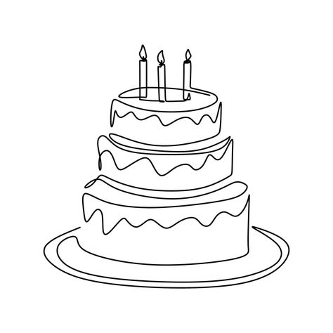 Drawing Of Birthday Cake, Birthday Cake Illustration, Cake Icon, Candle Drawing, Candles Birthday, Cake Vector, Cake Drawing, Minimal Drawings, Cake Illustration