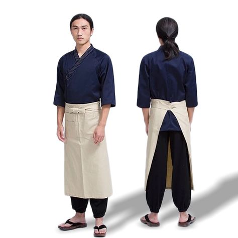 Ramen Chef Uniform, Japanese Restaurant Uniform Ideas, Japanese Restaurant Outfit, Sushi Chef Uniform, Japanese Chef Uniform, Japanese Restaurant Uniform, Apron Japanese, Chef Outfit, Bar Uniform