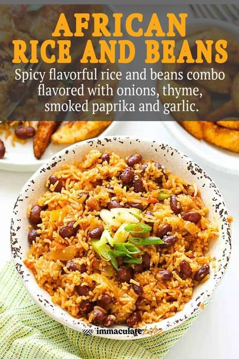 Six Bean Medley Recipes, Rice And Black Eyed Peas Recipe, Nigerian Black Eyed Peas Recipe, Asian Rice And Beans, African Rice And Beans, African Rice Recipes Nigerian Food, Black Eye Peas And Rice Recipes, Nigerian Beans Recipe, Jamaican Black Beans And Rice