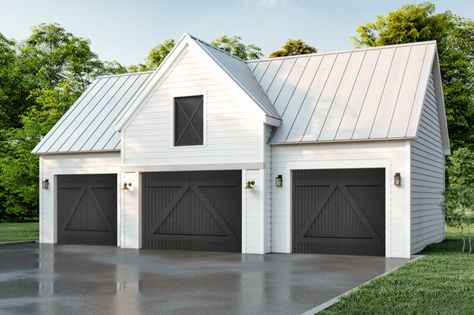 Farmhouse & Stone Homes | Shutters & Garage Door Gallery | Timberlane Detached Garage Designs, Metal Garage Buildings, Custom Garage Doors, Farmhouse Garage, Garage Guest House, Garage Door Styles, Garage Addition, Garage Loft, Garage Exterior