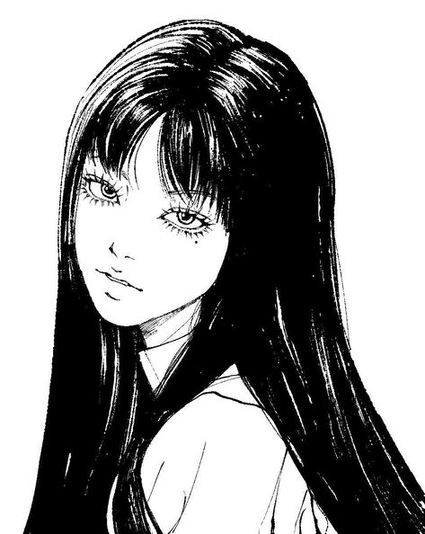 Junji Ito Art, Tomie Kawakami, Tomie Junji Ito, Horror Drawing, Japanese Horror, Image Swag, Junji Ito, Long Black Hair, Poses References