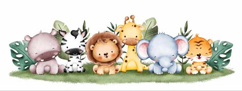 Safari Baby Png, Lion Safari, Mother And Baby Elephant, Safari Animals Birthday, 귀여운 음식 그림, Animal Templates, Baby Elefant, Cute Lion, Animal Groups