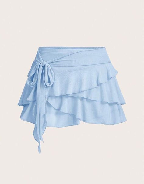 Discover the ultimate in retro fashion with our Women's Multi-Layer Ruffle Trim Low Rise Y2K Mini Skirt in Baby Blue. Perfect for a playful, vintage-inspired look, this mini skirt features delicate ruffle detailing and a flattering low rise fit. Ideal for creating a chic, nostalgic outfit. Shop now to elevate your wardrobe with this must-have Y2K style! Baby blue skirt. Baby blue mini skirt. Blue mini skirt. Mini skirt. Baby Blue Skirt, Light Blue Skirt, Poofy Skirt, Outfits Skirts, Low Rise Y2k, Light Blue Skirts, Short Skirts Outfits, Kawaii Outfits, Mini Skirt Blue