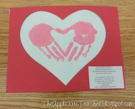 Holiday Crafts Preschool, Holiday Crafts Kindergarten, Valentines Day Poems, Preschool Valentines, February Valentines, Hand Prints, Valentine Crafts For Kids, Handprint Craft, Handprint Crafts