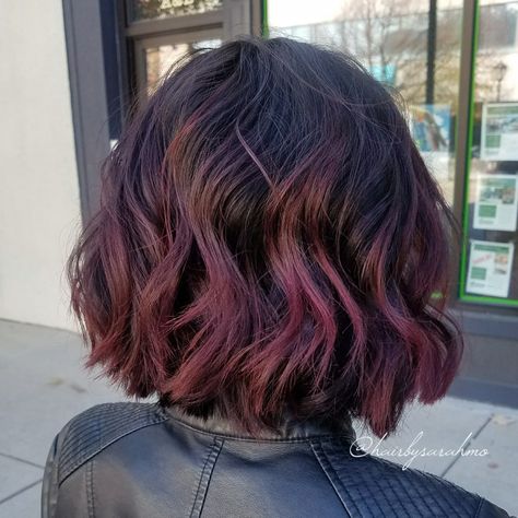 Merlot 🍷 #hairbysarahmo #dreamhairwithme #springfieldil #217hair #wine #merlot #burgundyhair #redhair #colormelt #balayage #bob #shorthair #hairtexture #beachwaves #redkenobsessed #redkenready #redken #blonde #hairgoals #hairenvy #hairgasm #hairporn #hair #hairstylist #salonlife #licensedtocreate #iamavisualart #paintedhair #chicagostylist #btcpics #behindthechair #modernsalon #americansalon #hotonbeauty Merlot Hair Color Balayage, Bob With Colored Tips, Merlot Balayage Hair, Burgundy Balayage Short Hair, Red Balayage Bob, Short Burgundy Hair Bob, Wine Balayage Hair, Short Wine Red Hair, Burgundy Hair Short