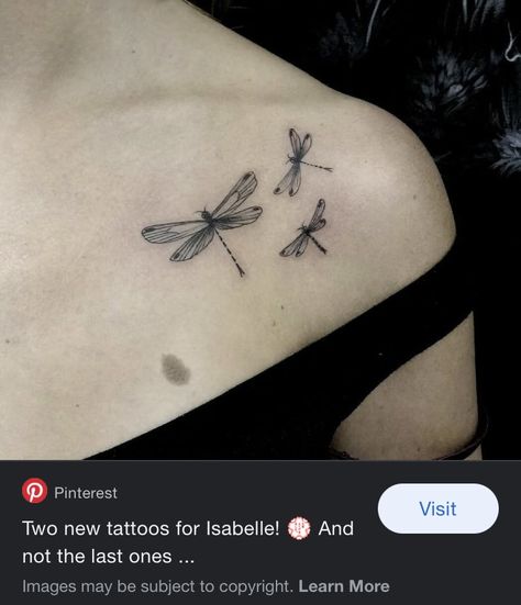 Boho Dragonfly Tattoo, Three Dragonflies Tattoo, Dragonfly Tattoo Designs For Women, Dragonfly Sternum Tattoo, Mommy Daughter Tattoos, Grandma Tattoo, Dragonfly Tattoos, Grandma Tattoos, Dragonfly Tattoo Design