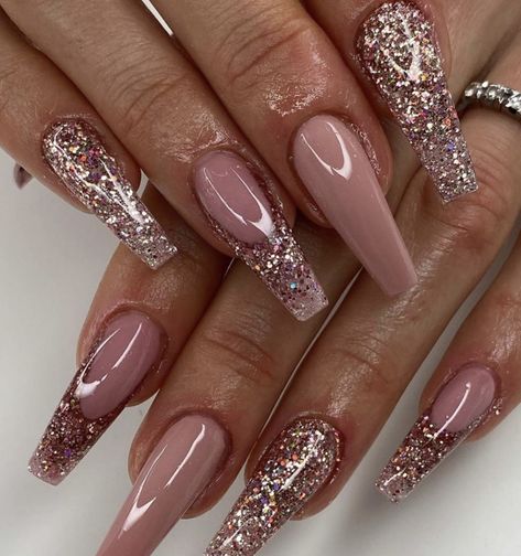 Rose Gold Prom Nails, Gold Prom Nails, Rose Gold Prom, Square Gel Nails, Tumblr Nails, Nails For Homecoming, Design For Nails, At Home Nails, White And Silver Nails