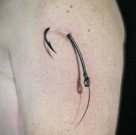 Cool 3d Tattoos, 3d Tattoos Designs, Fly Fisherman Tattoo, 3d Fish Tattoo, 4d Tattoos, Tattoos With Shadows, Tattoo 3d Effect, Blur Tattoos, Tattoo Ideas Fishing