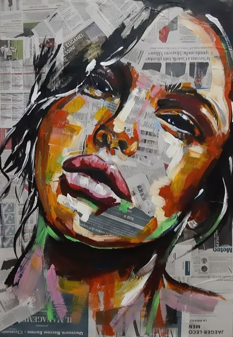 Contemporary Portrait Painting Innovations Images Pop Art, Abstract Portrait Painting, Collage Art Projects, Abstract Face Art, Contemporary Portrait, Abstract Faces, Abstract Portrait, Dec 7, Art Acrylic