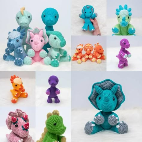 Dinosaurs - Nicole Chase: Free Crochet Patterns for Beginners Crocheted Dinosaurs, Crochet A Dinosaur, Dinosaur Free Pattern, Cutest Amigurumi, Nicole Chase, Crochet Pattern Dinosaur, Crocheted Cow, Crochet Dinosaurs, Free Crochet Patterns For Beginners