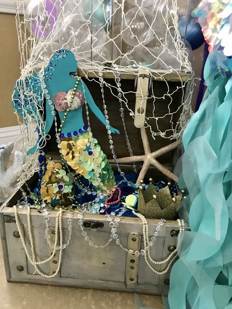 Mermaid Treasure Chest, Miniature Mermaid, Mermaid Treasure, 2023 Homecoming, End Of Year Party, Ariel Mermaid, Mermaid Inspired, Bee Baby Shower, Trunk Or Treat