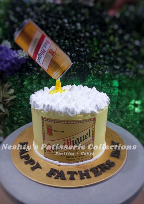 Cake Beer Design, Beer Themed Cake, Chocolate Moist Cake, Beer Cakes, San Miguel Beer, Whisky Jack, Beer Cake, Cake Cream, Moist Cake