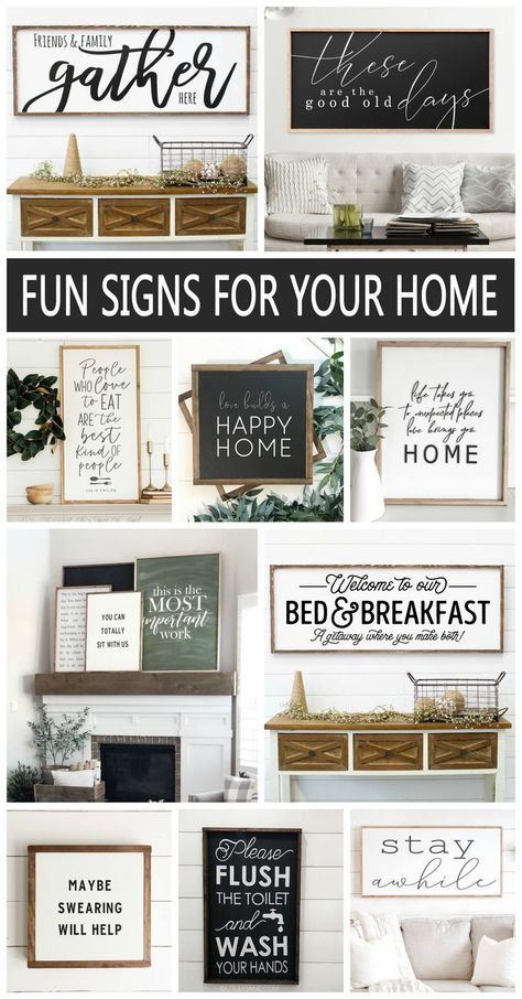 Fun Wood Signs for your Home! Love the look of homemade wood signs as part of my home decor. Sayings On Wood Signs, Svg For Wood Signs, Decorative Signs For The Home, Housewarming Signs Diy, Home Decor With Cricut, Kitchen Cricut Ideas, Inspirational Signs For The Home, Wooden Signs With Sayings Quotes, Signs Made With Cricut