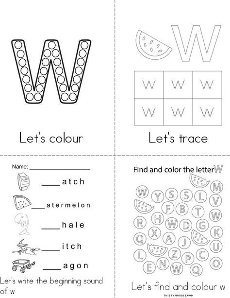 Letter w Book - Twisty Noodle W Activity For Preschool, Letter W Activities For Kindergarten, Letter W Worksheets Kindergarten, Letter W Activities For Preschool, Letter W Worksheets For Preschool, Letter W Worksheet, Letter W Activities, Alphabet Activities Kindergarten, Letter Learning