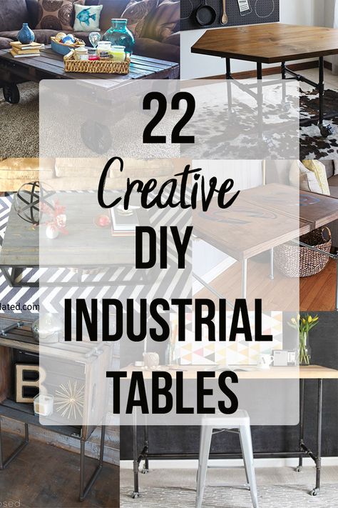 Creativeideas for DIY industrial tables! Awesome projects using pipes for dining table, industrial coffee tables, end tables and so much more! #AnikasDIYLife #industrial Diy Industrial Home Decor, Diy Spice Rack, Diy Industrial Furniture, Diy Curtain Rods, Industrial Diy, Wooden Spice Rack, Pipe Table, Industrial Console Tables, Industrial Side Table