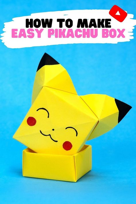 Origami Pokemon Easy, Pokemon Present Ideas, Pokemon Crafts For Kids Easy, Pokemon Craft Ideas, Pikachu Craft, Cute Origami Easy, Origami Crafts For Kids, Origami Tutorial Step By Step, Easy Paper Origami