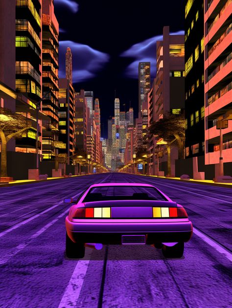 car and city inspired by old video game graphics Created by Menteverse. Do not use or reproduce without permission. Nostalgic Games Aesthetic, Old 3d Games Aesthetic, Ps2 Graphics Aesthetic, 80s Video Game Aesthetic, 2000s Video Game Aesthetic, Old Games Aesthetic, Electro Aesthetic, Old Video Games Aesthetic, Vintage Video Games Aesthetic