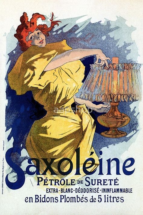 French kerosene lamp oil advert by Cheret, vintage Jules Cheret, Embossed Seal, Alphonse Mucha, Modern Poster, Advertising Poster, History Design, Belle Epoque, Photo Print, Retro Poster