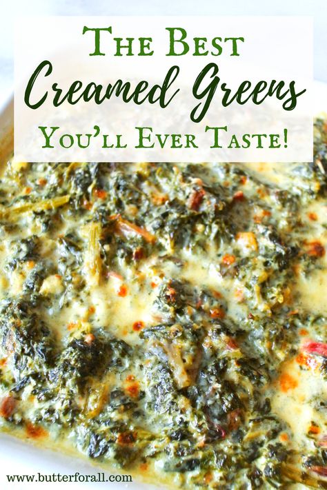 Creamy Kale Recipes, Creamed Kale And Spinach Recipes, Creamed Spinach And Kale, Keto Collard Greens Recipe, Creamed Collard Greens Recipe, Creamed Swiss Chard Recipes, Creamed Beets Recipe, Creamed Collard Greens, Boiled Kale Recipes