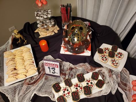 Friday The 13th Date Night Ideas, Friday The Thirteenth Party Ideas, Friday 13 Birthday Party Ideas, Friday The 13th Party Ideas Decoration, Friday 13th Party, Horror Themed 30th Birthday Party, Horror 30th Birthday, Friday The 13th Party, How To Celebrate Friday The 13th