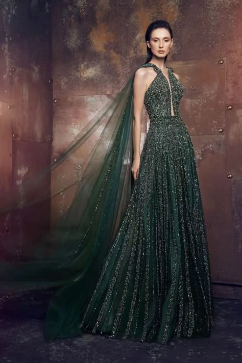 Ziad Nakad, Halter Evening Dress, Green Wedding Dresses, Collection Couture, Wedding Dress Trends, Gala Dresses, Fantasy Dress, Evening Dresses Elegant, Looks Chic