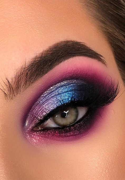 colorful eye makeup look, eyeshadow look, colorful eyeshadow look, eye make up ideas, colorful eyemakeup ideas Colourful Smokey Eye Makeup, Colourful Eyeshadow Looks, Colorful Eyeshadow Looks, Mermaid Eyeshadow, Amrezy Palette, Makeup 2023, Everyday Eyeshadow, Eyeshadow Styles, Wedding Makeup Tutorial