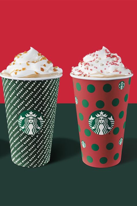 Starbucks Is Releasing 4 New Holiday Cups, and We Can't Pick a Favorite Christmas Wallpaper Starbucks, Starbucks Cup Christmas, Starbucks Christmas Tumbler, Starbucks Holiday Cups, Holiday Starbucks, Caramel Brulee Latte, Christmas Coffee Cups, Christmas Starbucks, Eggnog Latte