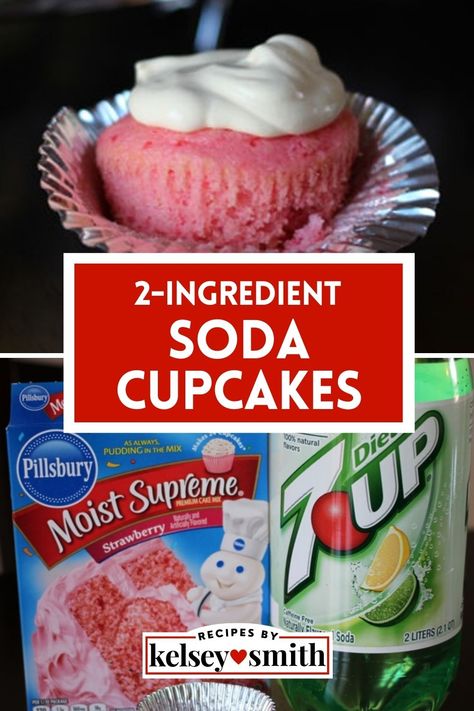 Strawberry diet 7UP cupcakes Soda And Cake Mix 2 Ingredients, Cake Mix With Soda 2 Ingredients, Cake Mix With Pop, Strawberry 7 Up Cake, Cake Mix And Diet Soda Recipes, Cake Mix Diet Soda, Cake Mixes With Soda, Cake And Soda 2 Ingredients, 7 Up Recipes