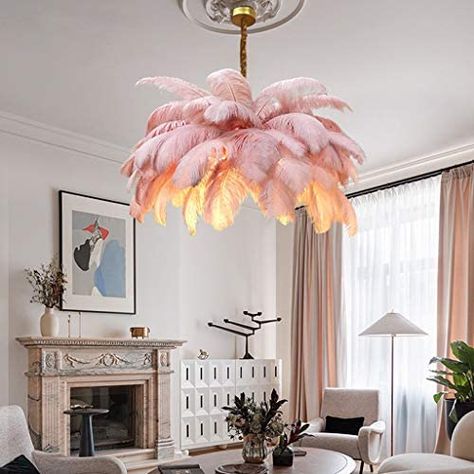 Amazon.com: Modern Large Feather Pendant Light,Creative Art Chandelier with Ostrich Hair Lampshade,Luxury Decorative Pendant Lamp for Bedroom Kitchen Restaurant Living Pink Diameter120cm(47inch): Home Improvement Art Chandelier, Feather Chandelier, Feather Bouquet, Pendant Light Chandelier, Feather Lamp, Pink Chandelier, Loft Decor, Lantern Design, Luxury Chandelier