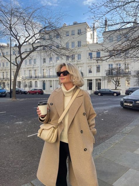 How To Style A Beige Coat, Cream Roll Neck Jumper Outfit, Ivory Purse Outfit, Tan Shoulder Bag Outfit, Coach Tabby Pillow Bag Outfit, Cream Purse Outfit, Cream Handbag Outfit, Coach Pillow Tabby Outfit, Beige Purse Outfit