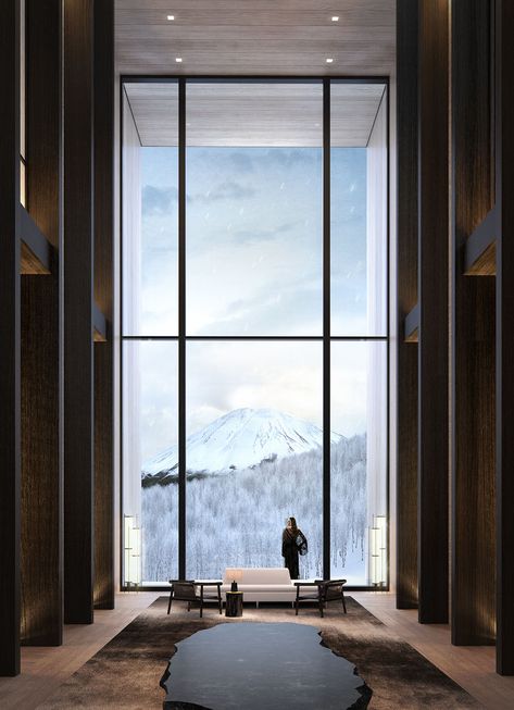 Park Hyatt Niseko | Flood Chalet Architecture, Niseko Japan, Luxury Hotels Interior, Mt Komorebi, Modern Japanese Style, Mountain Villa, Public Hotel, Interior Hotel, Park Hyatt