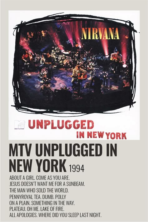 nirvana - mtv unplugged in new york Nirvana Unplugged In New York, Nirvana Album Cover, Nirvana Mtv, Nirvana Mtv Unplugged, Nirvana Album, Where Did You Sleep Last Night, Nirvana Unplugged, Nirvana Poster, Nirvana Music