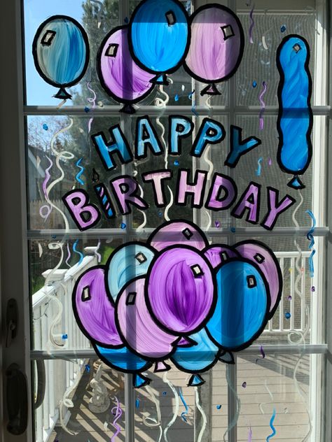 Summer Window Art, Window Paint, Birthday Painting, Summer Window, Art 2023, Glass Window Art, Window Art, Window Painting, Paint Ideas