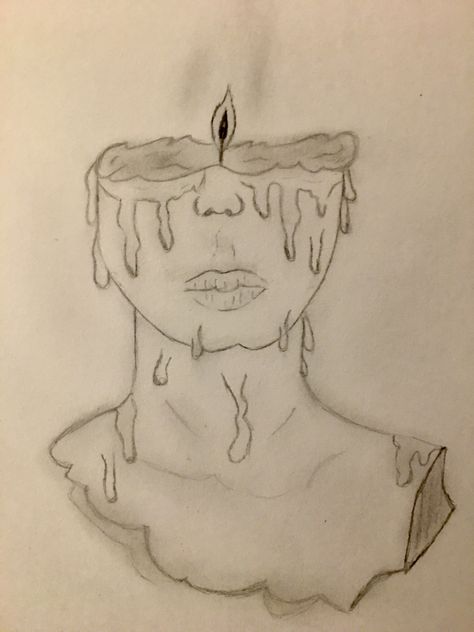 Candle face . Melting Away . Burning my thoughts . Half face drawing Scribbling Drawing, Half Face Drawing, Easy Drawing Step By Step, Candle Drawing, Shading Drawing, Female Face Drawing, Skeleton Drawings, Symbolic Art, Drawing Step By Step