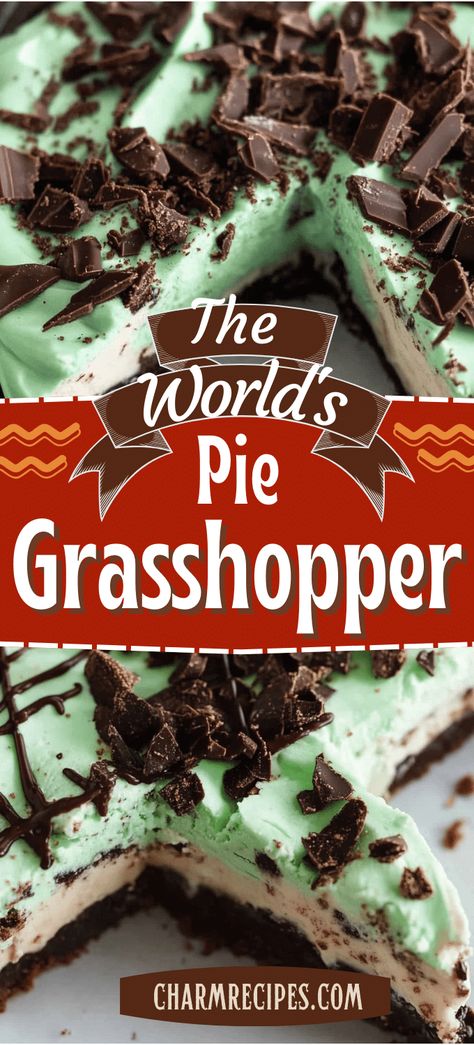 Grasshopper Pie Keto Grasshopper Pie, Easy Grasshopper Pie, Grasshopper Pie Recipe, Mint Pie, Chocolate Cookie Crust, Grasshopper Pie, Chocolate Wafer Cookies, Mint Extract, Chocolate Crust