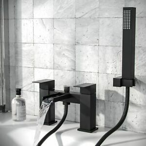 Cloakroom Basin Vanity Units, Waterfall Bath, Black Bathroom Taps, Waterfall Bathroom, Black Bathroom Accessories, Black Bath, Bath Shower Mixer Taps, Bath Shower Mixer, Bathroom Solutions