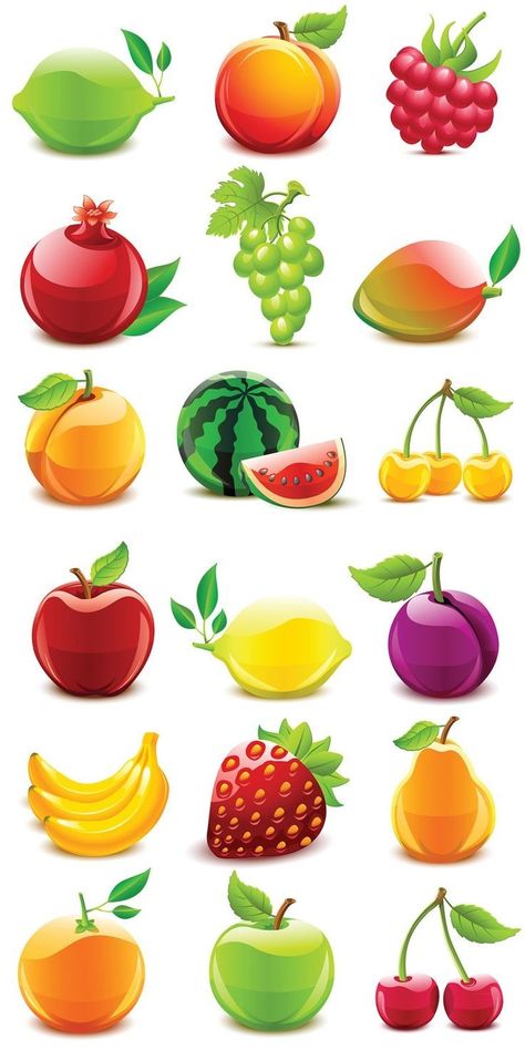 Kindergarten Decorations, Fruit Basket Gift, Fruit Icons, Fruit Vector, Fruit Picture, Fruits Images, Sweet Cherries, Fruit Art, Food Drawing